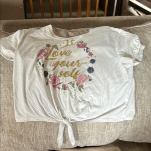 White Floral Graphic Women's Top